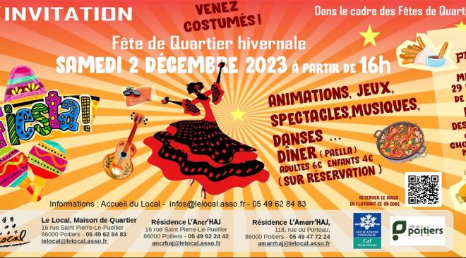 Samedi 2 décembre 2023 à partir de16h : Fête de Quartier – ¡Fiesta!