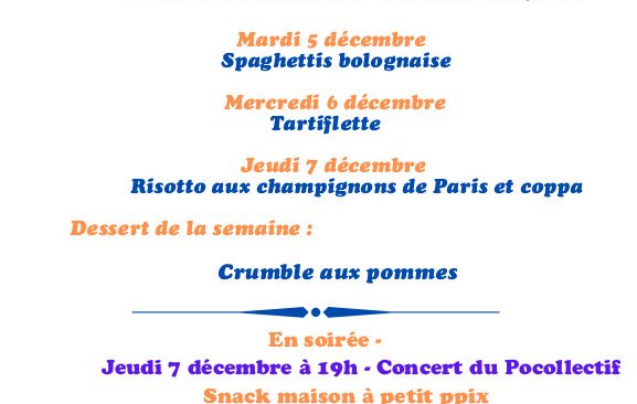 Espace Bar : restauration et snack du mardi 5 au jeudi 7 décembre 2023