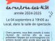 Mercredi 4 septembre à 19h : Réunion de rentrée des Accueils de Loisirs – Saison 2024-2025 Mercredi 4 septembre à 19h : Réunion de rentrée des Accueils de Loisirs – Saison 2024-2025